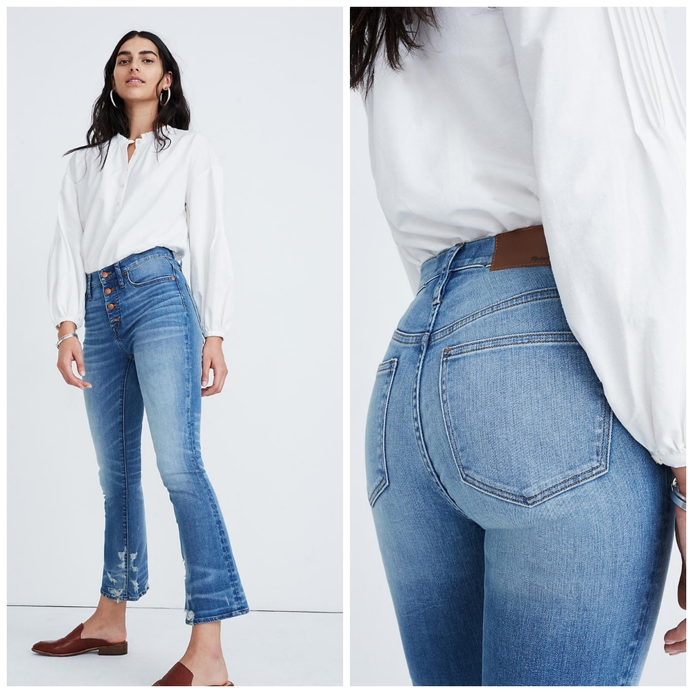 Madewell Cali Demi Boot Jeans Button Front